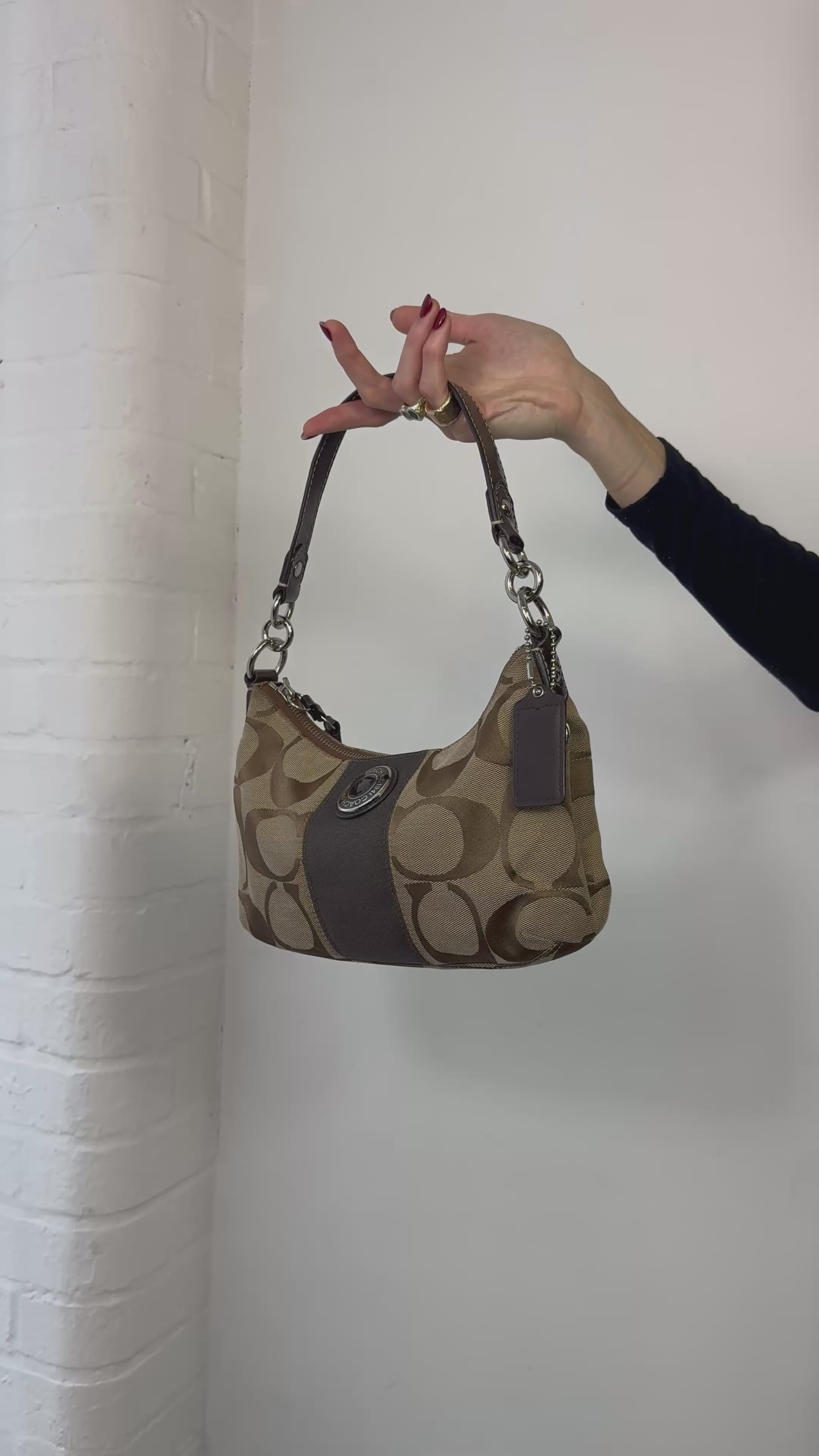 Vintage Y2K coach monogram shoulder bag brown